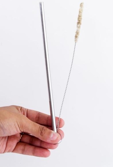 Stainless Steel Metal Reusable Drinking straw + Brush - Image 2
