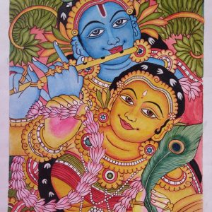 Kerala Mural Painting - Radha Krishna acrylic painting 16in x 20in