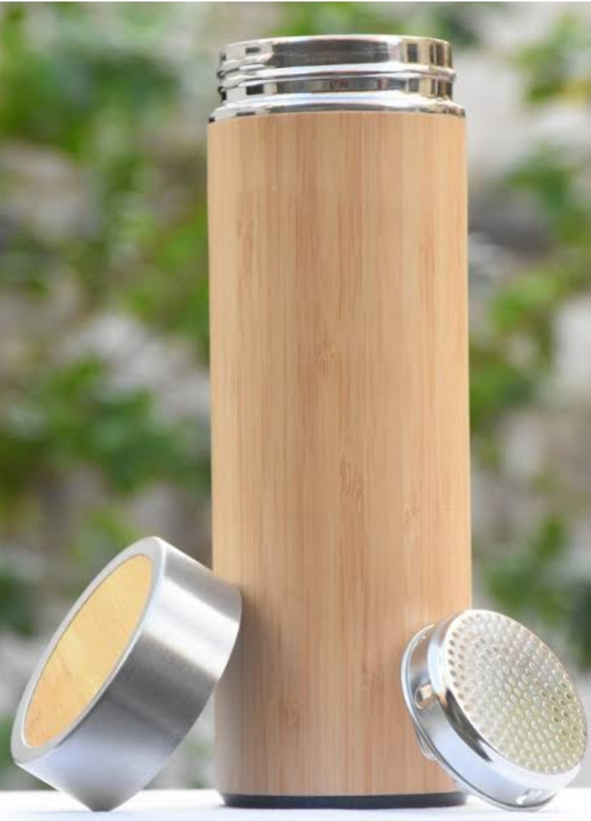 Steel Bamboo flask bottle, Double Walled Vacuum Insulated Flask - Image 2