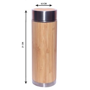 Steel Bamboo flask bottle, Double Walled Vacuum Insulated Flask