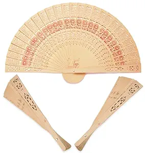 Folding Wooden Hand Held Fan (13 X 8 Inch)