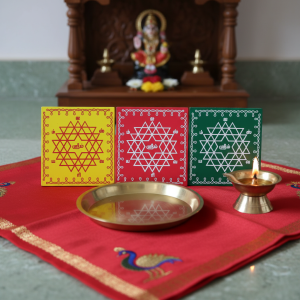 Tiny Diya stand with iswarya Lakshmi kolam set of 3 different colour