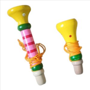 Wooden Trumpet whistle for kids pack of 2 I one Big 15cm and one Small 10cm I Multhicolour