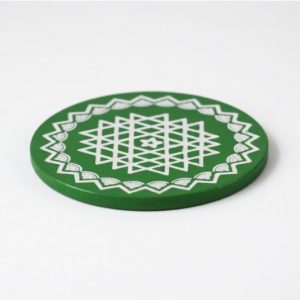 Wooden Green Round Ishwarya Lakshmi Kolam Manai