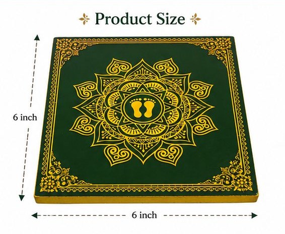 6x6 Inch Wooden Pooja Manai | Divine decor Lakshmi Foot Design